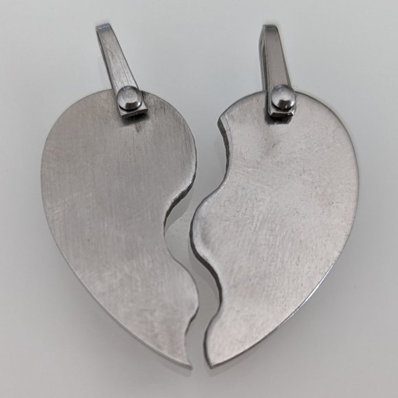 Half Hearts Stainless Steel Charms - Picture 1 of 4